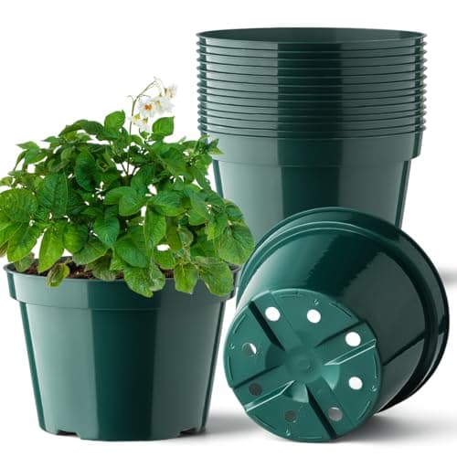 BTPLASTIK 8 Inch Plastic Plant Pots 15 Pack Sturdy Nursery Pots with Drainage Holes Flower Planter Pots for Indoor Outdoor Garden Containers Sets for Vegetable Herbs Flowers Green