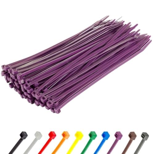 GTSE 8 Inch Purple Zip Ties, 100 Pack, 50lb Strength, UV Resistant Strong Nylon Cable Ties, Self-Locking 8" Tie Wraps