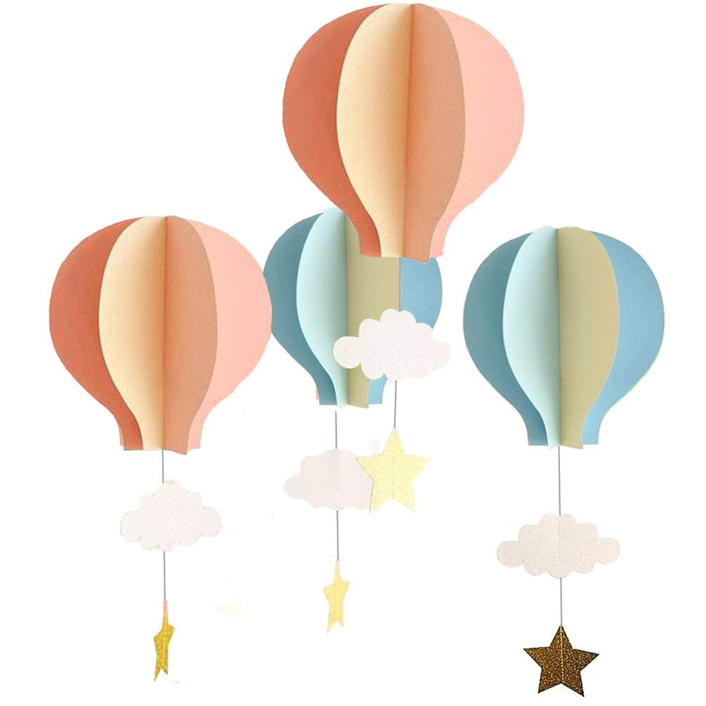 8 Pcs Large Size Hot Air Balloon 3D Paper Garland Hanging Decorations for Wedding Baby Shower Birthday Party Decorations by AZOWA