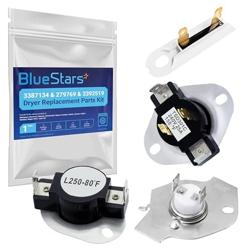 BlueStars 279769 Dryer Thermal Cut-Off Kit, 3387134 Thermostat and 3392519 Thermal Fuse - Compatible with Whirlpool Kenmore Maytag Dryers - Replaces 3977394 3390291 PS345113 AP6008325