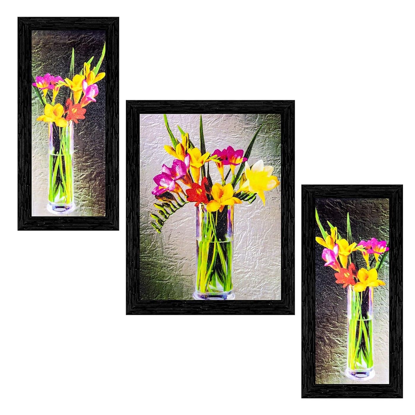 Indianara 3 Piece Set Of Framed Wall Hanging ArtMulticolour Engineered Wood