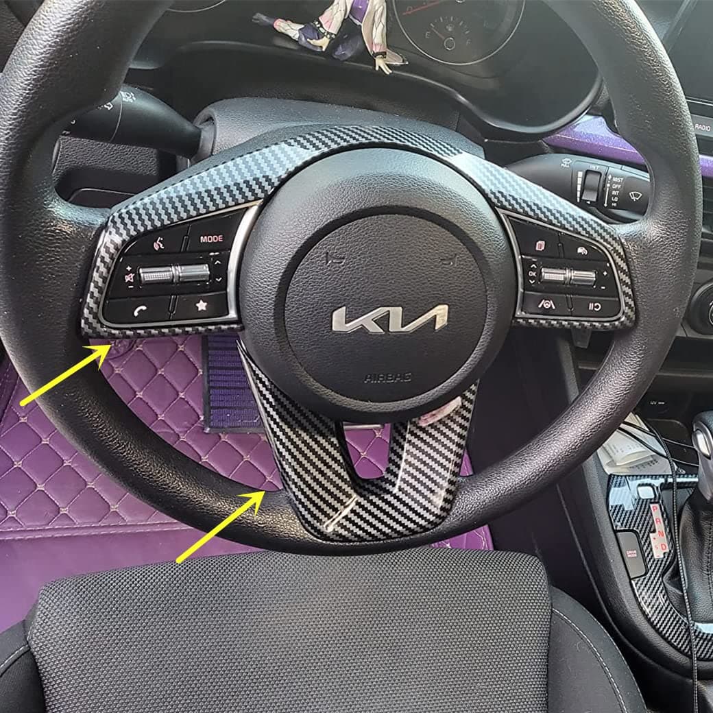 ZiWen New Carbon Fiber Print Steering Wheel Cover Trim for KIA Seltos 2021 2022 2023 2024 2025 Forte 2019 2020 2021 2022 2023 2024 Carbon Fiber Print