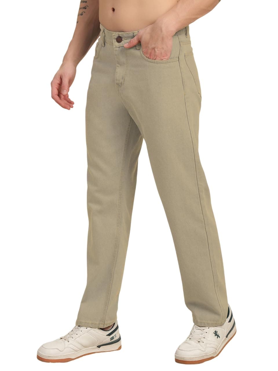 RAGZO Beige Jeans for Man Loose Fit