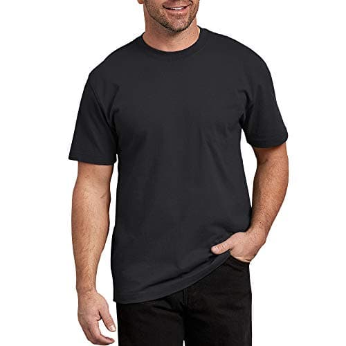 Dickies mens Short Sleeve Heavyweight Crew Neck Work Utility T Shirt, Black, Large US
