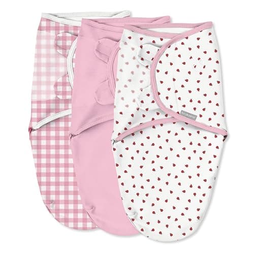 SwaddleMe by Ingenuity Original Swaddle, 100% Cotton, Improves Sleep & Calms Startle Reflex, 0-3 Months, 1.0 TOG, 3-Pack, Baby Swaddle Blanket - Lady Bug Picnic