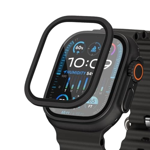 FLOLAB NanoArmour for Apple Watch Ultra 3 Ultra 2 screen protector with AntiReflective for 49mm iWatch Ultra 1 Tempered Glass Enhance Display Easy to Install Aluminum Frame Original Black