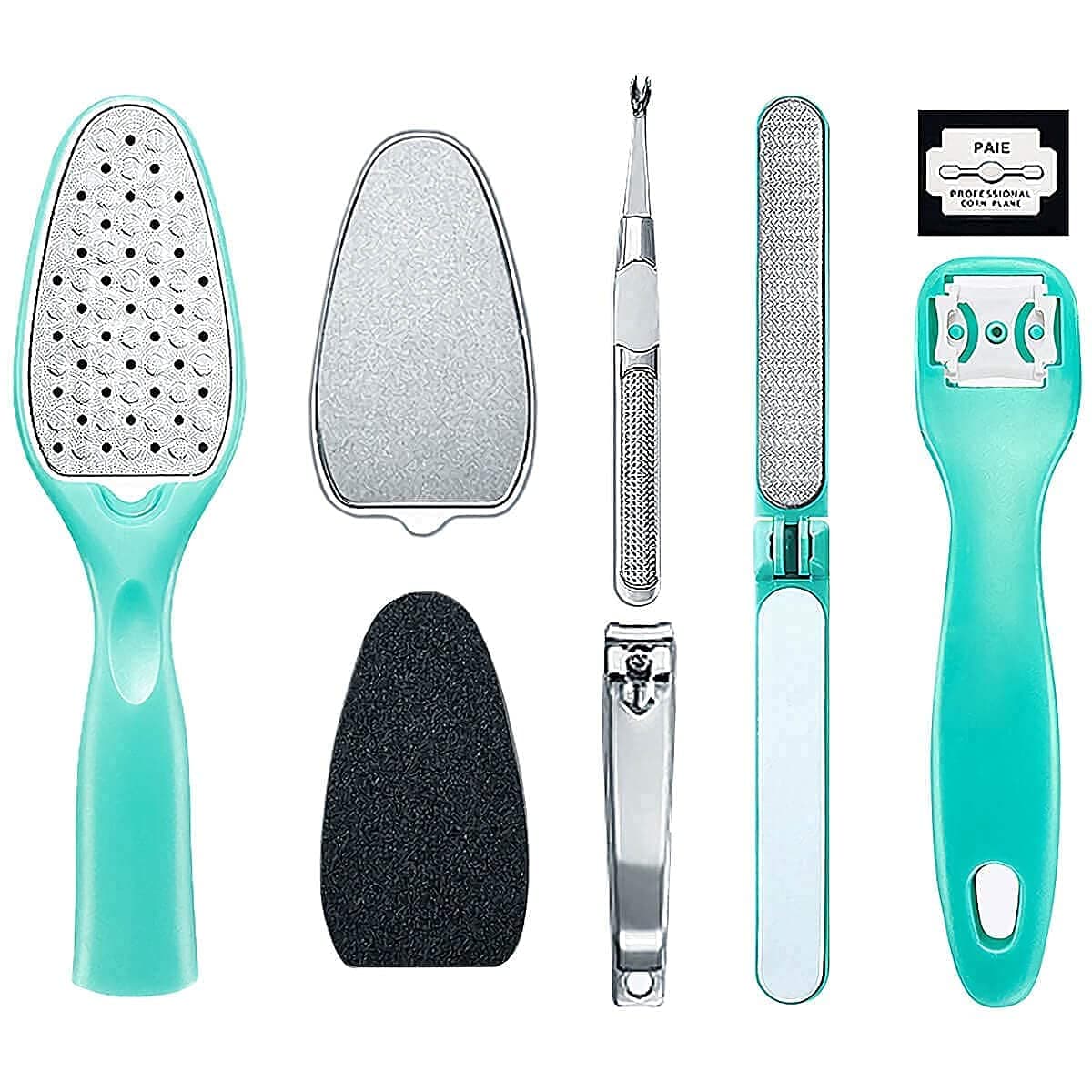 Honbuty 8 in 1 Professional Pedicure kit Foot Rasp Stainless Steel Foot File Callus Remover Kit for Women Men Home Travel Foot Care Kit