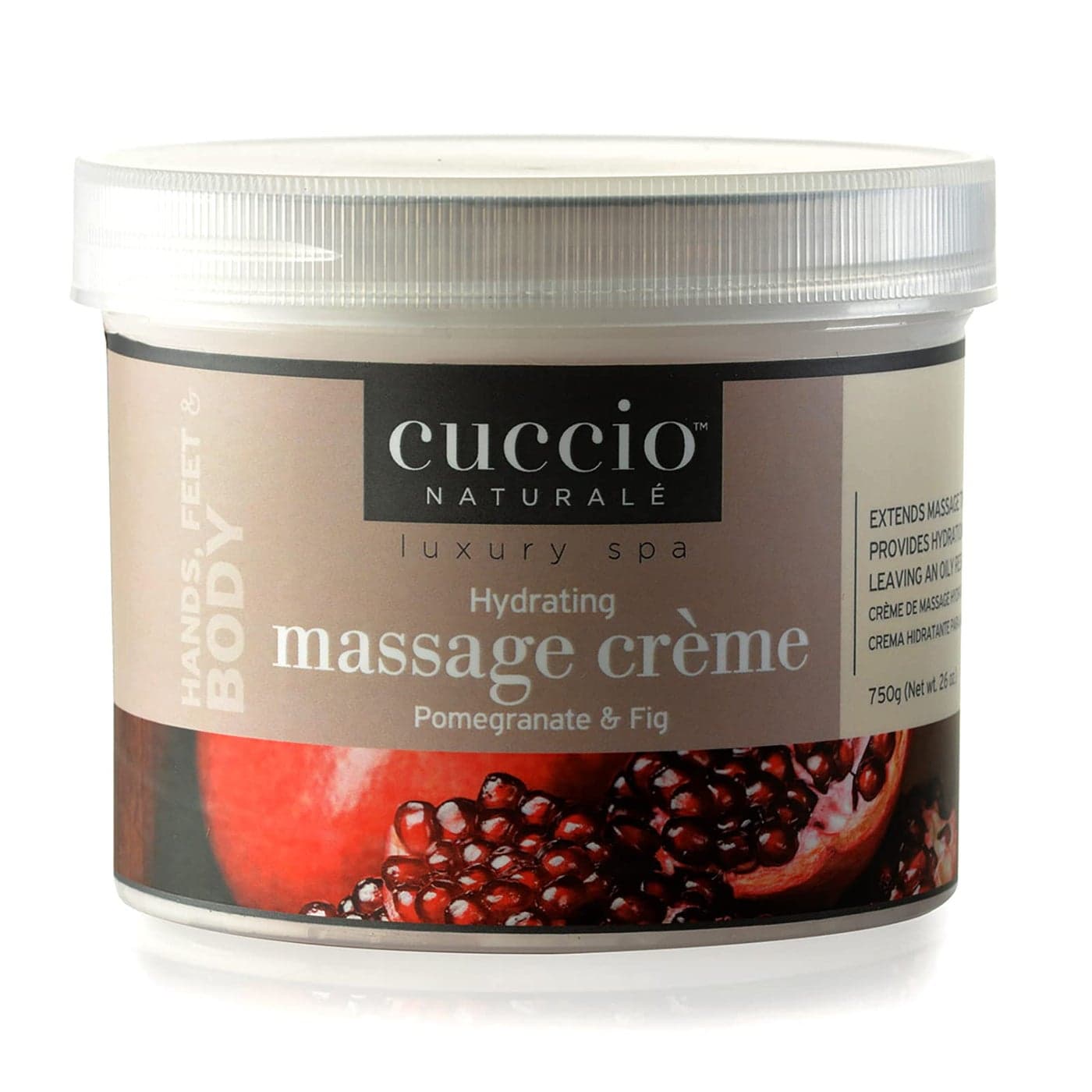 Cuccio Naturale Massage Creme NonGreasy Energizing Formula Glides Easily On Skin Manicure And Pedicure Treatment Leaves Skin Soft Smooth And Moisturized Pomegranate And Fig 26 Oz