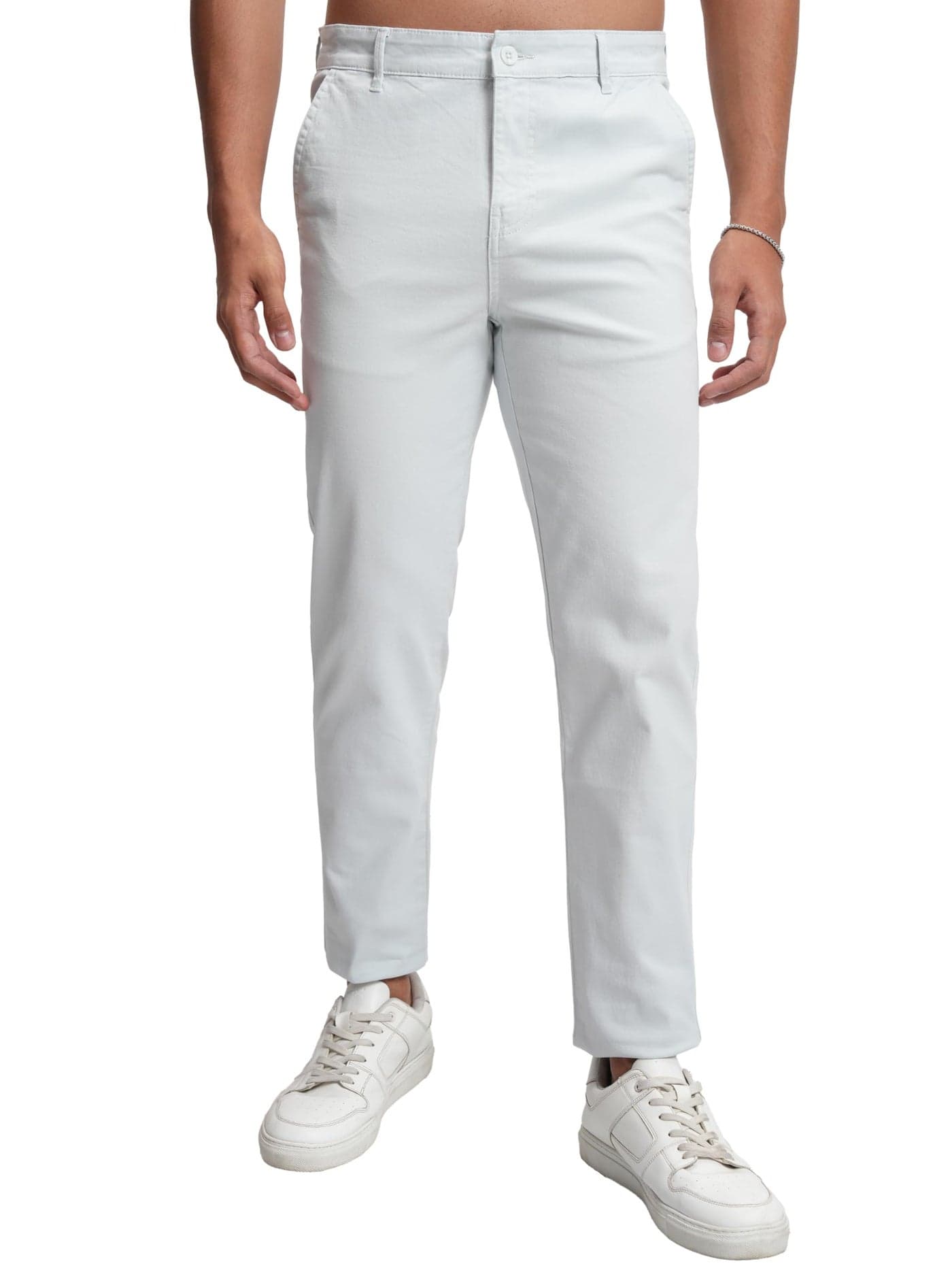 Highlander Men's Ankle-Length Slim Fit Trousers | Modern Style & Comfort | Perfect for Casual & Formal Wear Sky Blue