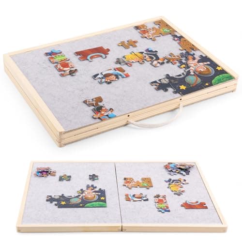 Woodtoe Small Puzzle Board with 2 Sizes 161 x 114 Puzzles Board for 100 Piece 161 x 228 Puzzle Table for 300 500 Jigsaw Puzzles Wooden Felt Puzzle Tray for Kids 3