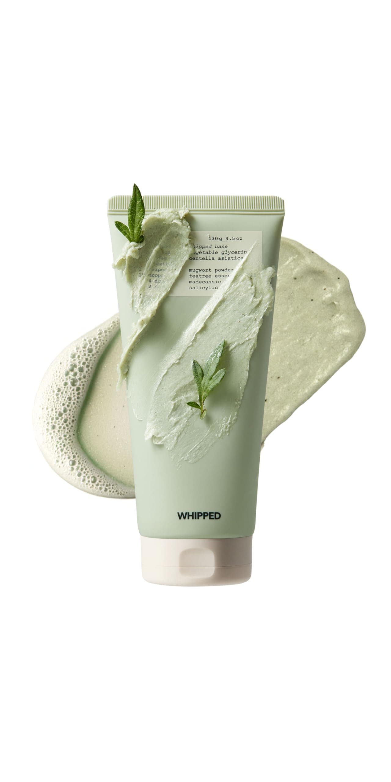 Whipped Korean Facial Cleanser and Face Wash with Mugwort Tea Tree for Oily Skin and Pore Care Moisturizing Vegan Doubles as a Face Mask 45 oz