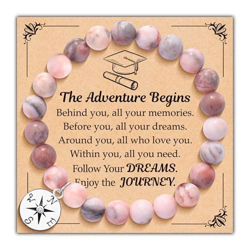 2025 Graduation Gifts for Her, High School College Graduation Gifts for Women, Inspirational Compass/Heart Graduation Bracelets with Gift Message Card for Women Daughter Sister Friends