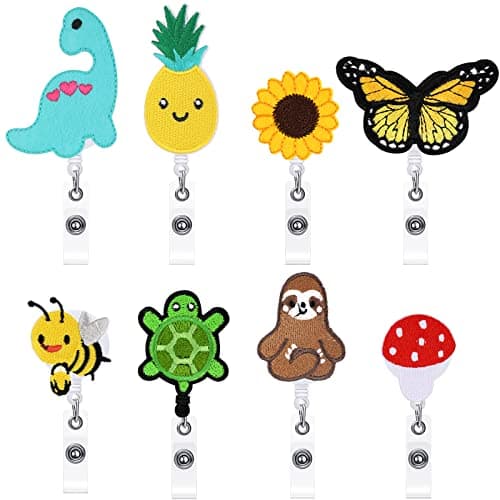 8 Pcs Nurse Pediatric Badge Reels Gifts Cute Felt Retractable Badge Reels Themed Holders Gift for Nurses Doctors ID Name Cards Lanyards Holidays(Cute Style)