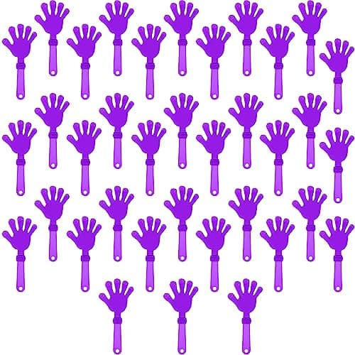 ZCYSRLQIN 36 Pcs Lilac Purple Hand Clappers 75 Inch Clappers Noisemakers Noise Makers Party Favors Plastic Party Clapper Sporting Events Cheers Dance Basketball Football Noisemakers Lilac Purple