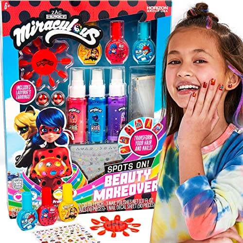 Miraculous Spots On Beauty Makeover Beauty Studio for Kids Create Your Own Hair Art Manicure Kit Great for Girls Sleepover Birthday Party Fashion Party Ideas Nail Art for Kids Ages 6 7 8 9
