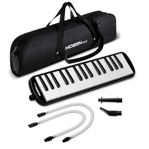 MOSEN 32-Key Melodica for Beginners - Easy Play Melody Instrument with Premium Sound, Non-Toxic ABS & Phosphor Bronze Reeds | Includes Carry Bag, Tube & Strap(Black)