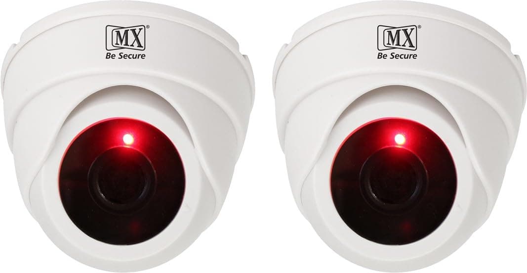 MX Dummy Fake Infrared Sensor Dome Wireless Security Camera with Red Led Realistic Looking CCTV Surveillance -Pack of 2