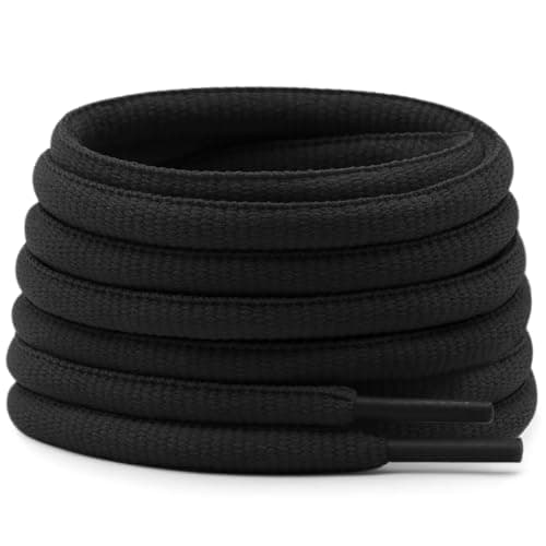 DELELE Oval Athletic Shoelaces Half Round Shoe Laces Black 2 Pair 51.18"