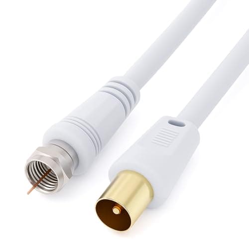 Coaxial Aerial F Connector Male Plug to RF MMale Cable for Satellite Sat Freesat Xfinity ATT WOW TV HDTV DVB DVD Radio Coax Ariel Freeview Lead Television Antenna Cord Broadband 15 ft White