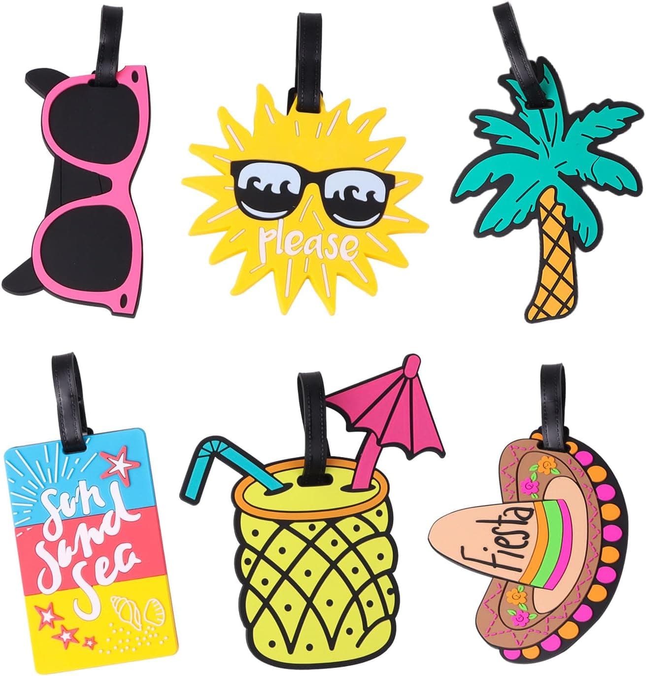 LOKIPA 6 Pack Unique Luggage Tags Fun Summer Beach Travel Tags for Suitcase Baggage and Backpack