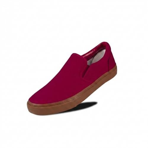 hello basics Men's Canvas Slip On Shoes for Men, Laceless Low Top Sneakers Mens Slip On Sneakers (GumMaroon, 10)