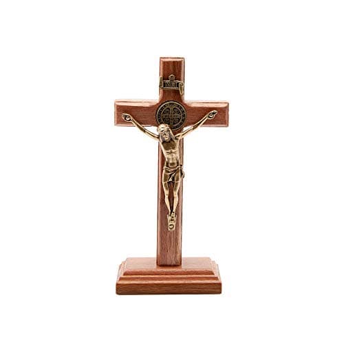 Intercession Wall and Table Wood Cross Crucifix (Antique Gold - 5 Inch)