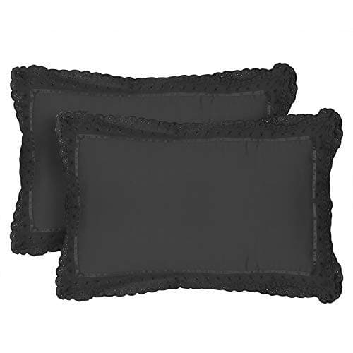 VHC 100% Cotton Lace Pillow Cover/Case Set (Pack of 2)-Black
