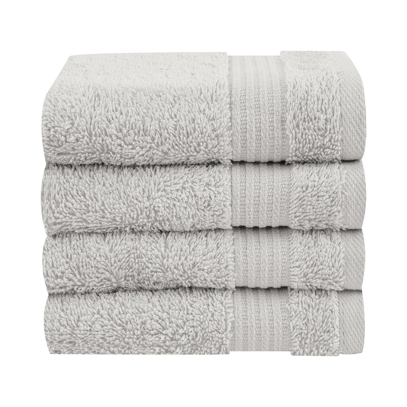 Cotton Paradise 100 Cotton Turkish Washcloth Set for Bathroom 4 Piece Soft Absorbent Small Hand Face Towels Wash Rags Silver Grey