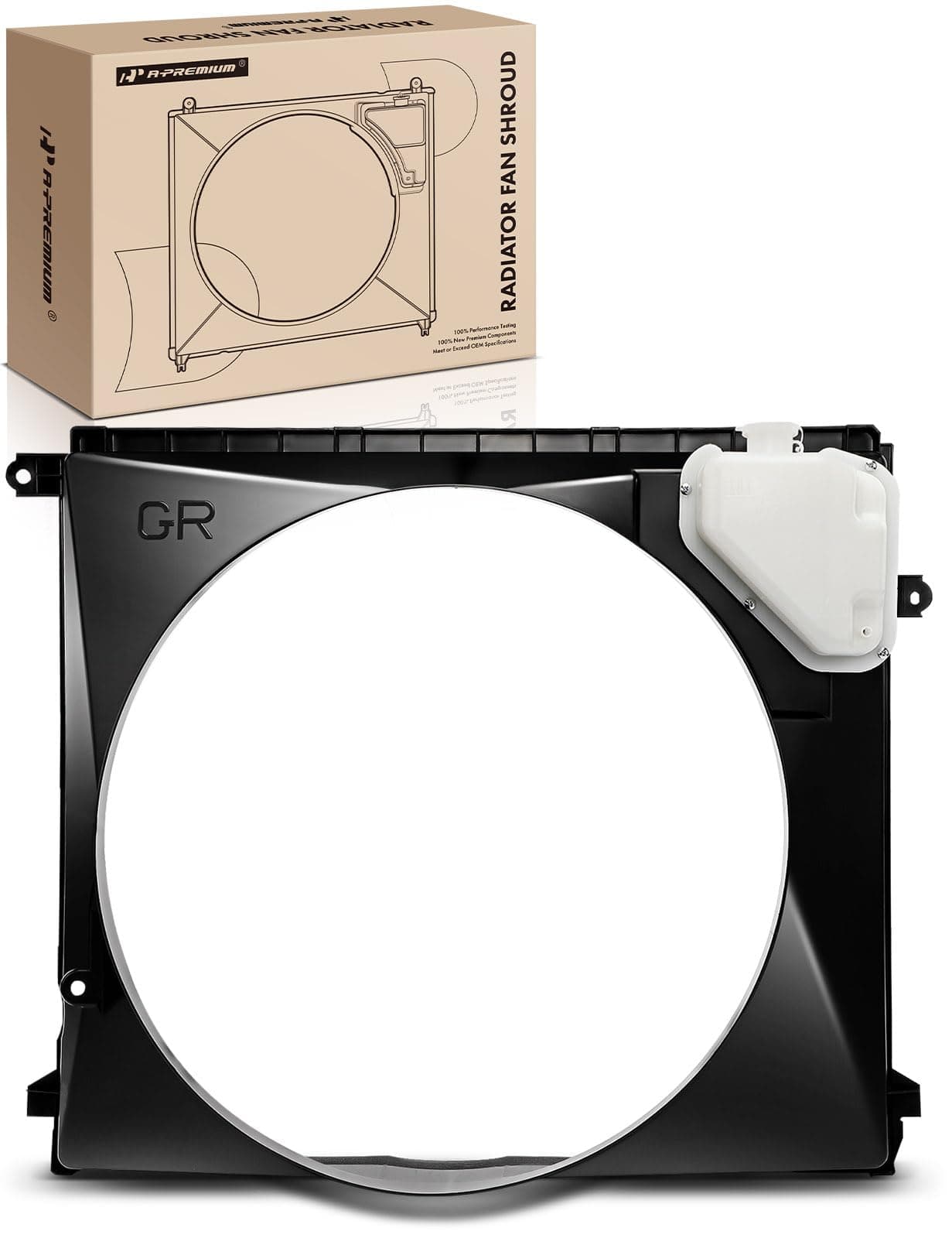 APremium Front Engine Radiator Cooling Fan Shroud with Expansion Coolant Tank Compatible with Toyota Tacoma 20052015 V6 40L Replace 167110P020