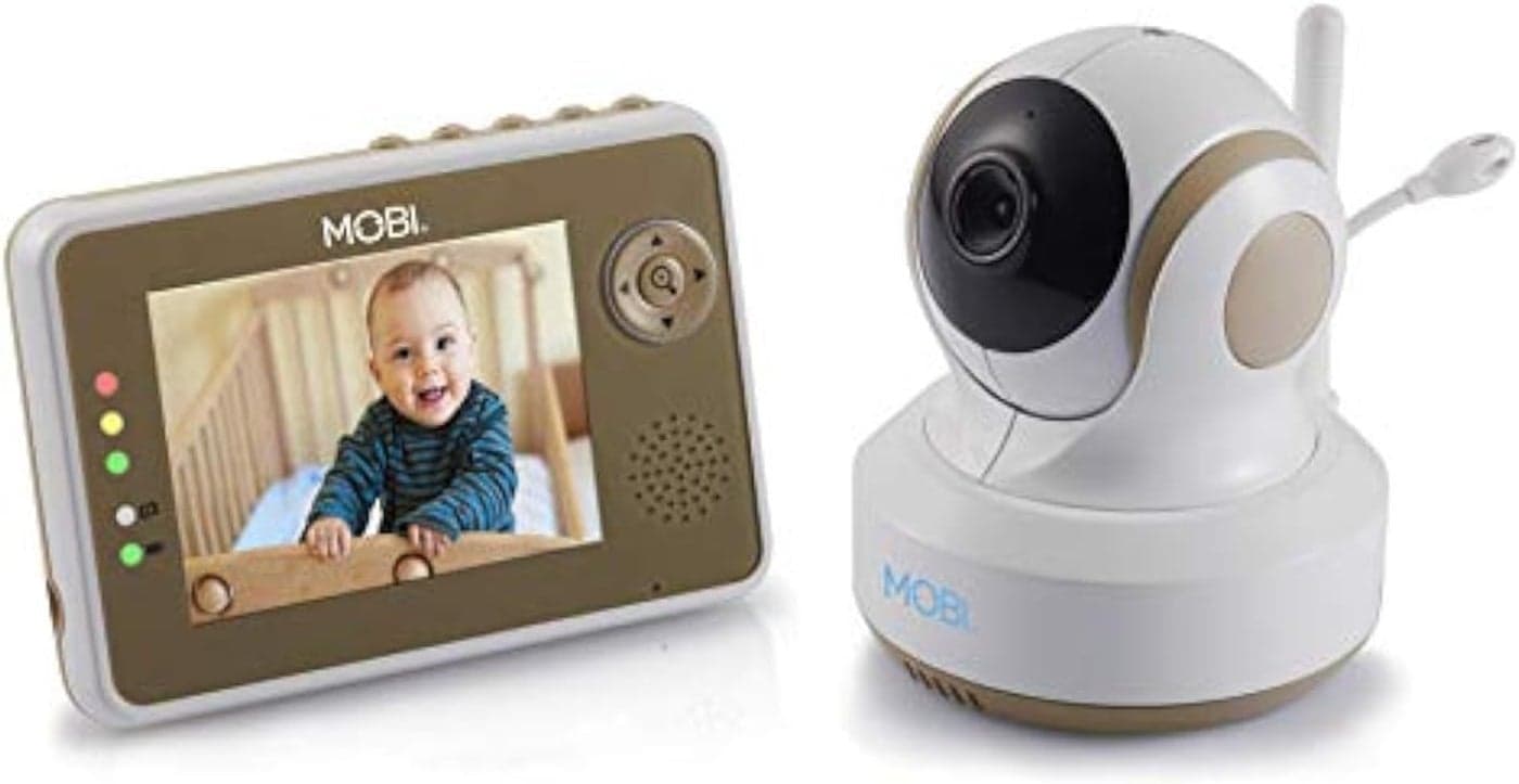 MOBI MobiCam DXRM1 Baby Monitoring System with Smart Auto Tracking Night Vision Remote Pan Tilt Lullabies Quad View Baby Monitor Baby Monitoring System Baby Camera