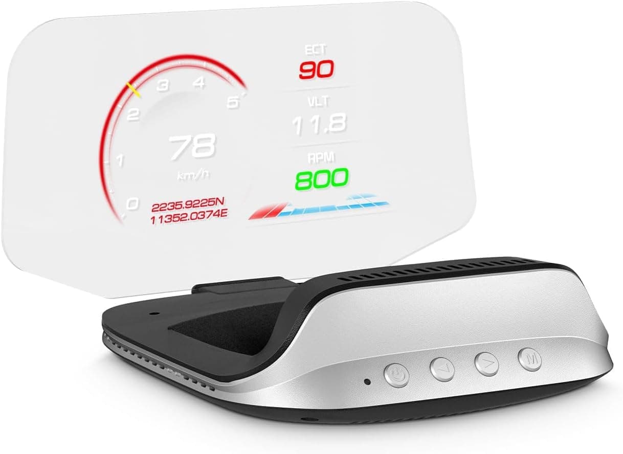 AZIJYV C3 Heads Up Display for Cars - OBD2 Gauge with Speed, Temperature, and Fuel Monitoring
