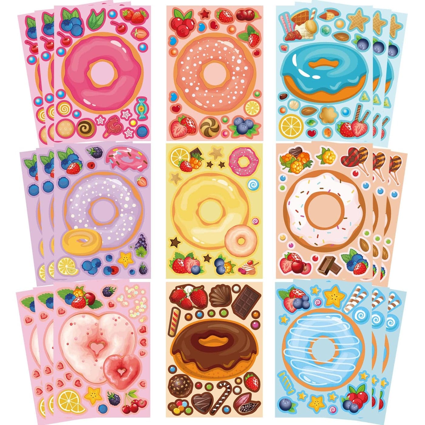 27 Sheets Make a Face Donut Stickers for Kids Make Your Own Dessert Stickers Mix and Match Sweets and Treats Fruit Donut Themed Birthday Gifts DIY Art Crafts Party Favors Supplies Decorations