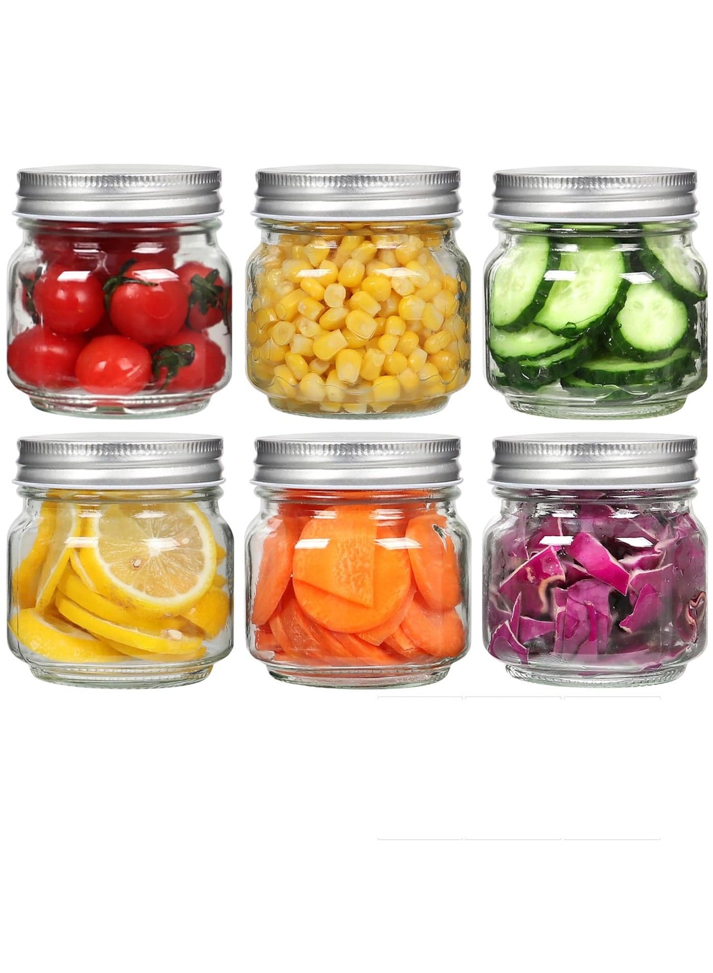 6 Pack Small Mason Jars 8 oz, Half Pint Canning Jars, 6 Split-Type Lids Regular Mouth Glass Jars for Canning, DIY u0026 Candle