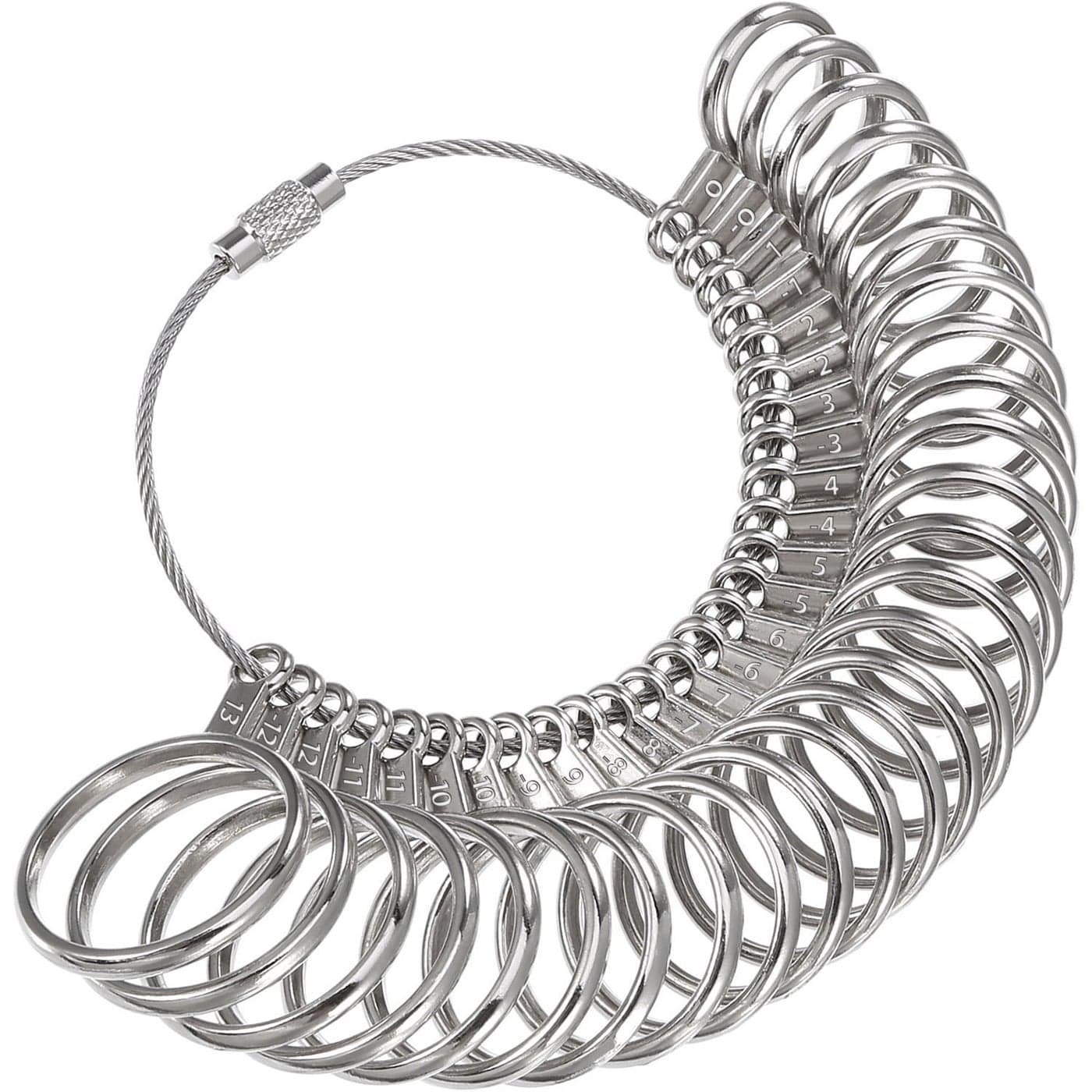 Mudder Stainless Steel Ring Gauges Finger Sizer Professional Measuring Ring Tool Size 113 with Half Size 27 Pcs