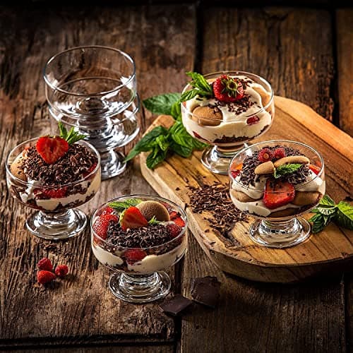 TIENER Ice Cream Glasses Cups 189 Ml Dishes for Desserts, Milkshake,Fruit and Pudding Glass Serving Bowls, Perfect for Home, Restaurants and Parties Dishwasher Safe (Brandy Dessert Bowl 6)
