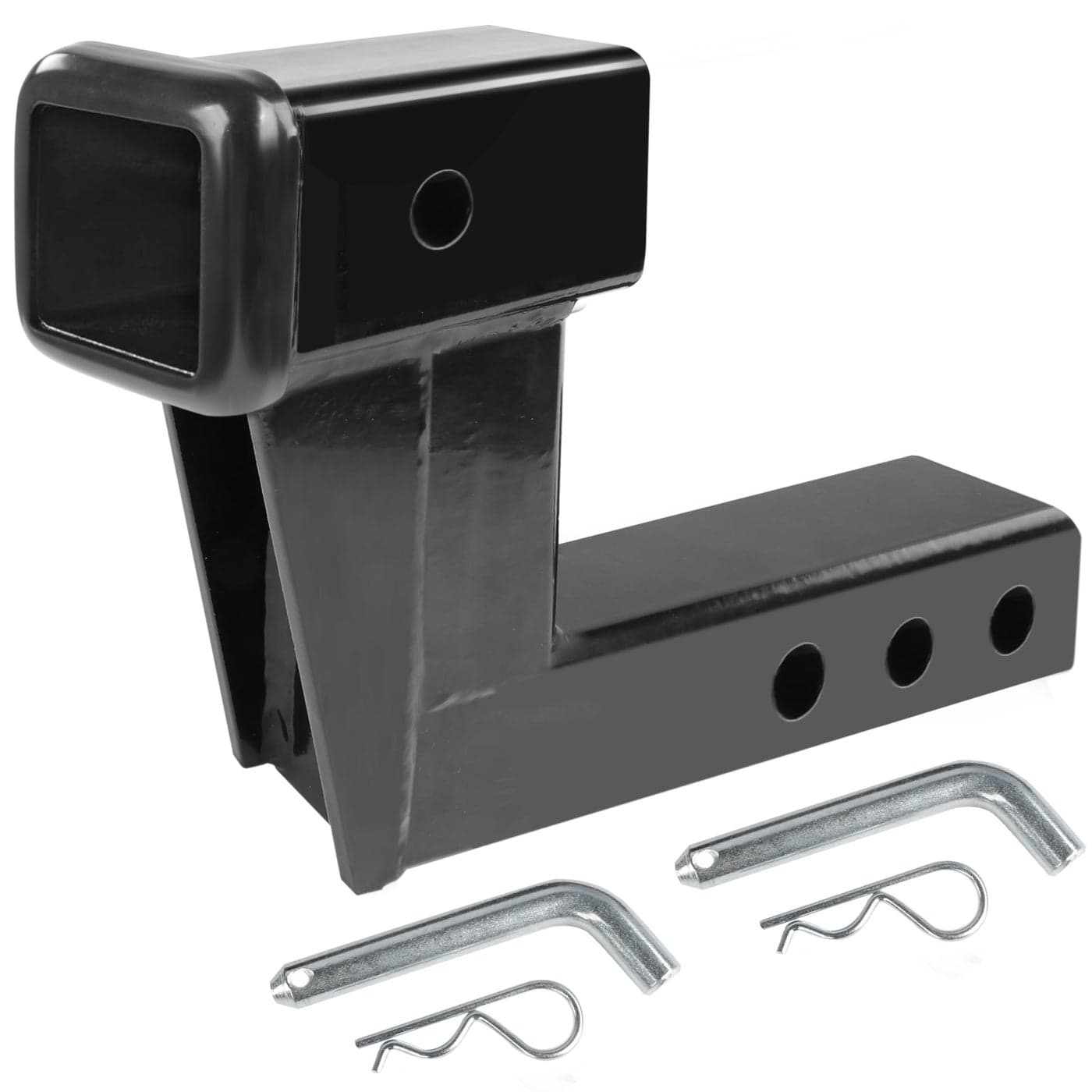MaxxHaul 50909 Trailer Hitch Riser for 2 inch Receiver with 6 inch Rise Drop with Solid Shaft with 2 Pack Hitch Pins