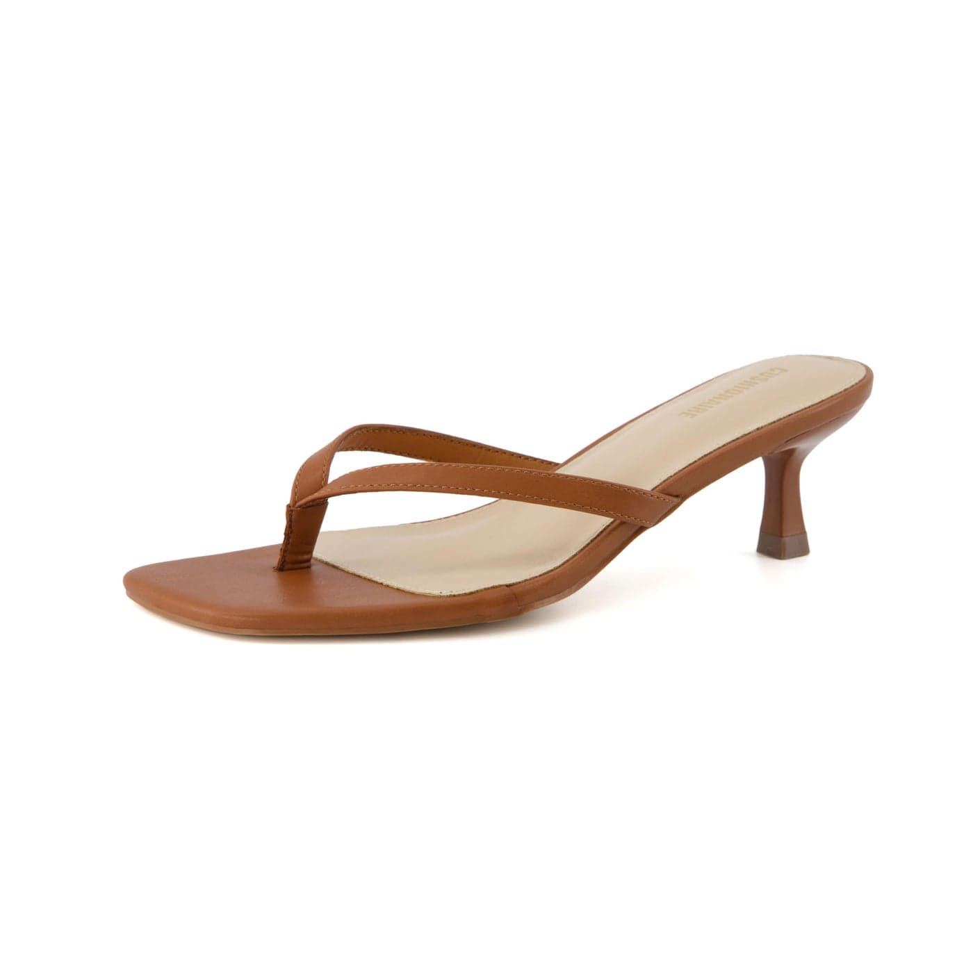 CUSHIONAIRE Miami Kitten Heels for Women Dressy Heeled Thong Womens Sandals WHISKEY 8W