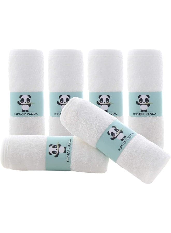 HIPHOP PANDA Baby Washcloths, Rayon Made from Bamboo - 2 Layer Soft Absorbent Newborn Bath Face Towel - Natural Baby Wipes for Delicate Skin - Baby Registry as Shower(6 Pack)