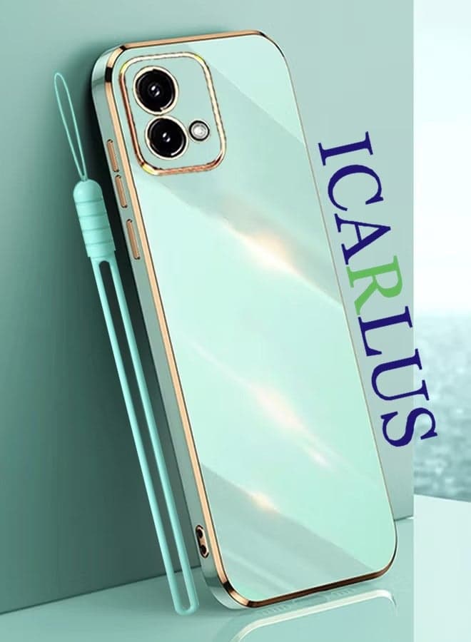 For Motorola Moto G84 5G Case Glossy Electroplating TPU Protective Cover Gold-Green