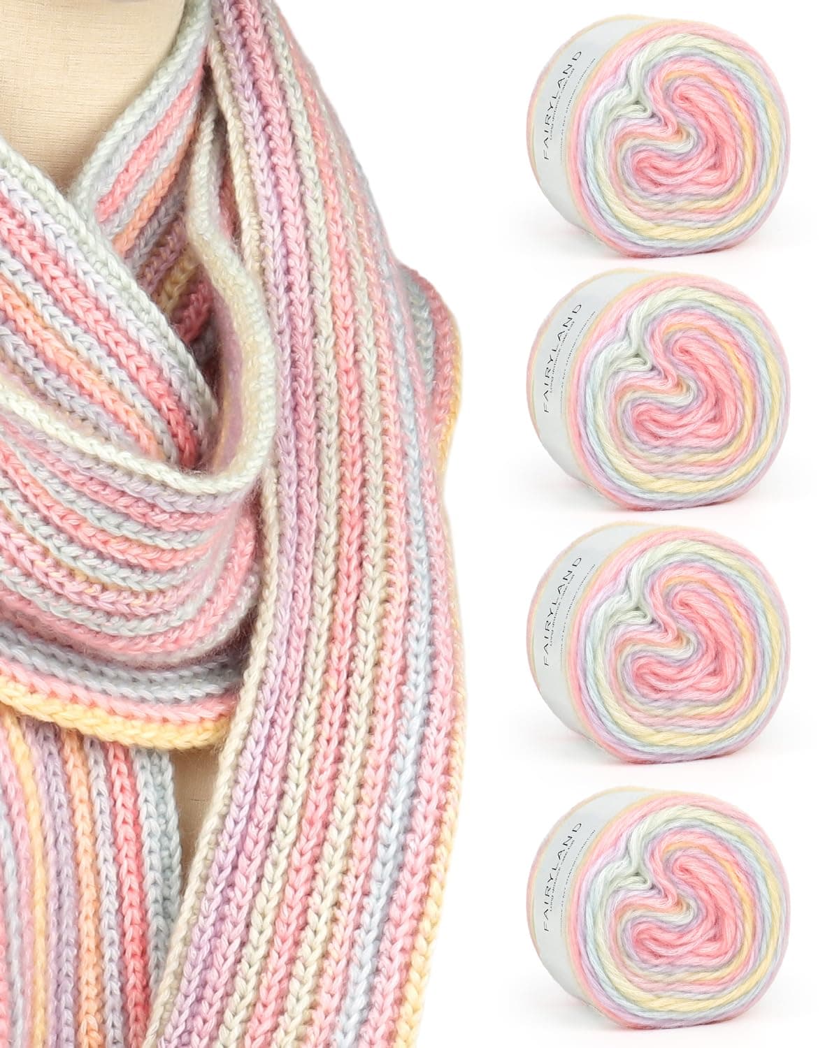 Katech 4x100g Gradient Cake Yarn for Crocheting KnittingMulticolor Soft Rainbow Cotton Crochet YarnPerfect for Scarves Shawls Blankets and Garments That Stand Out with StyleB