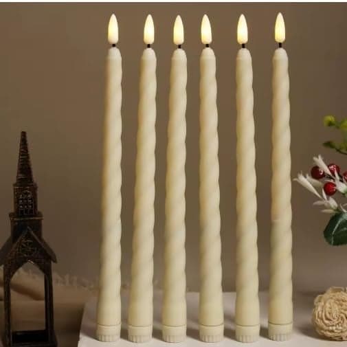 SATYAM KRAFT 2 Pcs LED Flameless Taper Candles | Romantic Love Gift for Him/Her | Candle Light for Home Decor, Birthday, Festival Gifting, Wedding