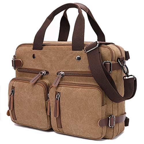 3 in 1 Convertible Laptop Backpack, 17.3 inch Messenger Bag for Men, Multi-Functional Travel Laptop Bag for College Men Women (17.3 Inch, Coffee)