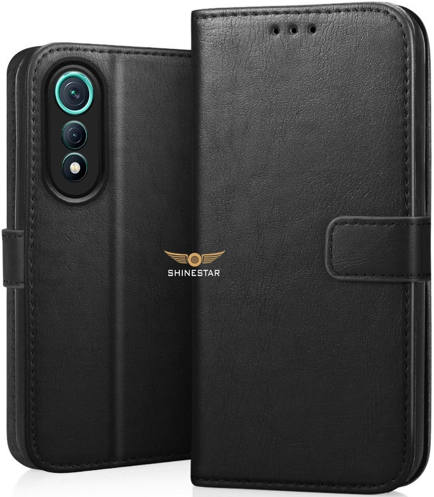 SHINESTAR Tecno Pova Curve 5G Flip Back Cover | PU Leather Flip Cover Wallet Case with TPU Silicone Case Back Cover for Tecno Pova Curve 5G - Classy Black