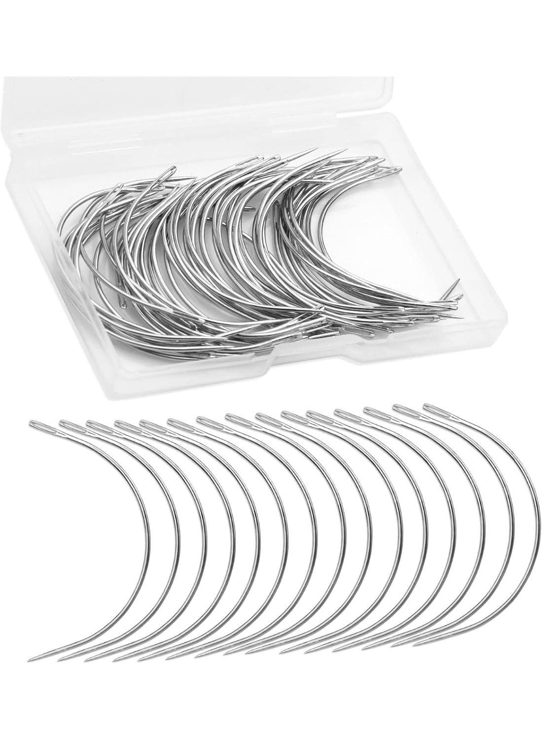 100PCS Curved Needles, Bending Needles, Leather Needles, Carpet Leather Canvas Repair Knitting Needles, Blocking Knitting, Modeling and Handicrafts, 2 Inches, 2.5 Inches, 3 Inches and 3.5 Inches
