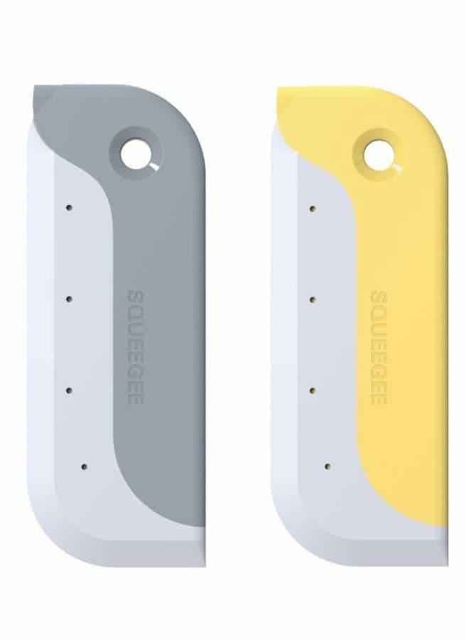 Small Squeegees,Mini Silicone Squeegee for Windows, Mirrors,Bathroom Glass Shower Mirrors,Kitchen Countertops and Sink, Oil Plate ,Grey,Yellow.(2 Pcs )