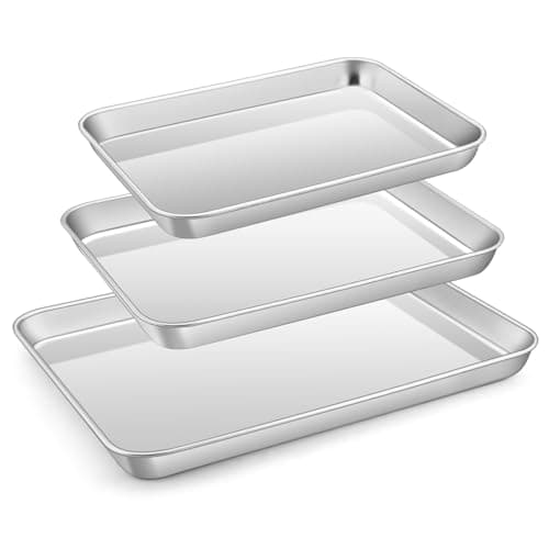 Efar Stainless Steel Baking Sheet Set of 3 124105 94 Cookie Sheet for Oven Rimmed Metal Tray for Cooking Baking Bacon Nontoxic Dishwasher Safe