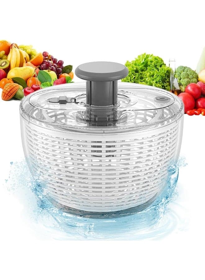 6L Salad Spinner with Bowl, Large Vegetable Fruit Clean Washer,Manual Lettuce Spinner & Dryer, ,Veggies Quick Drain Dryer,with Draining Basket,Anti Slip and Durable,Easy Operation, for Home Kitchen