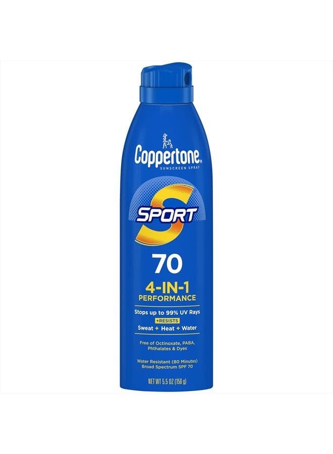 SPORT Sunscreen Spray SPF 70, Water Resistant, Continuous Spray Sunscreen, Broad Spectrum SPF 70 Sunscreen, 5.5 Oz Spray