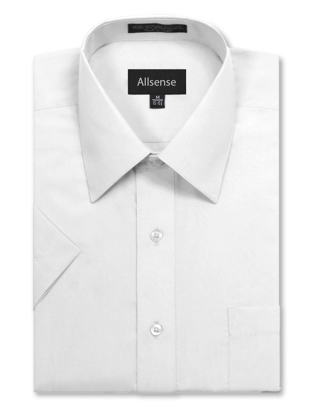 Allsense Men’s Regular-Fit Short-Sleeve Dress Shirt, White, X-Large