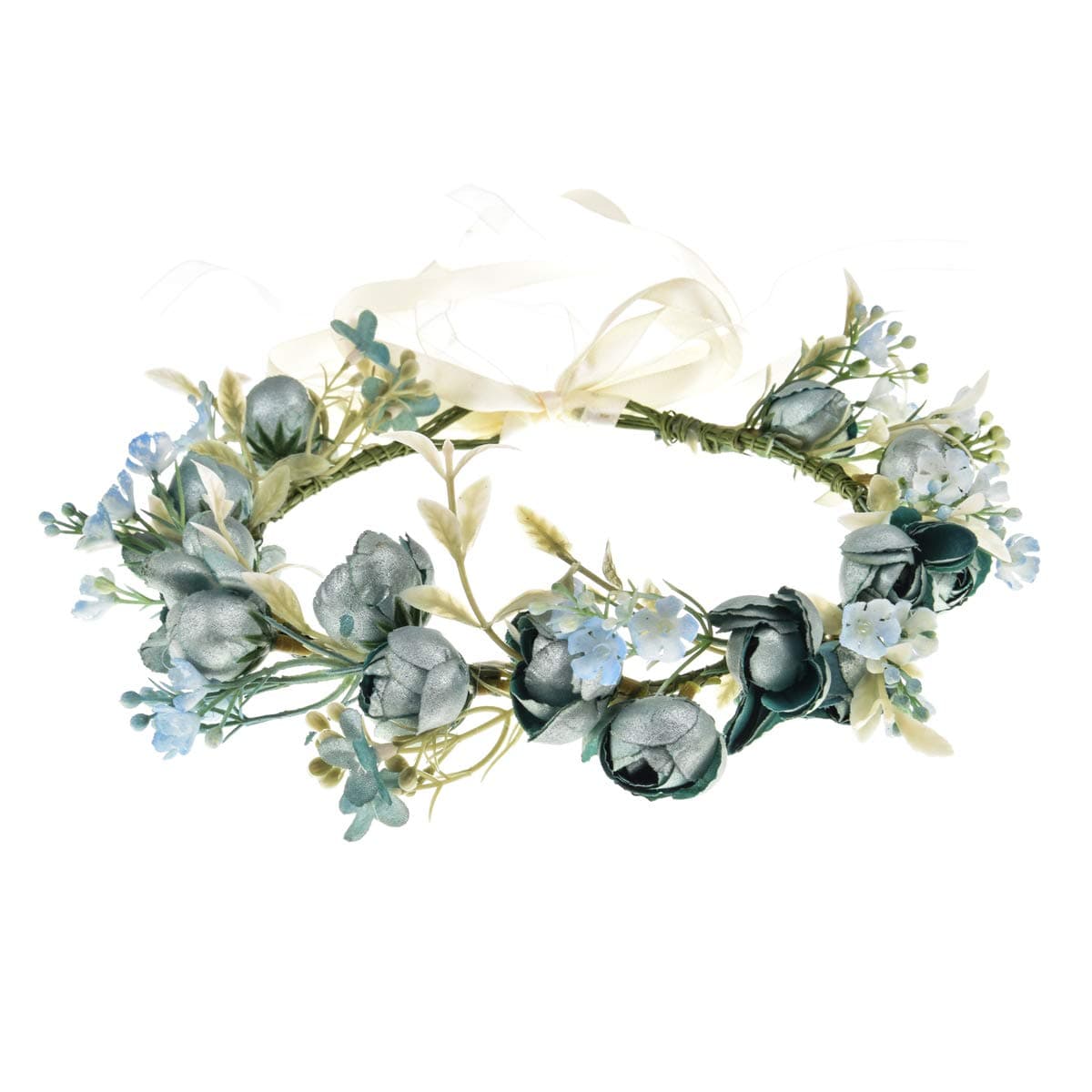 Girls Camellias Flower Crown Birthday Photo Pops Hair Wreath Wedding Festival Floral Headpiece XM11 Blue